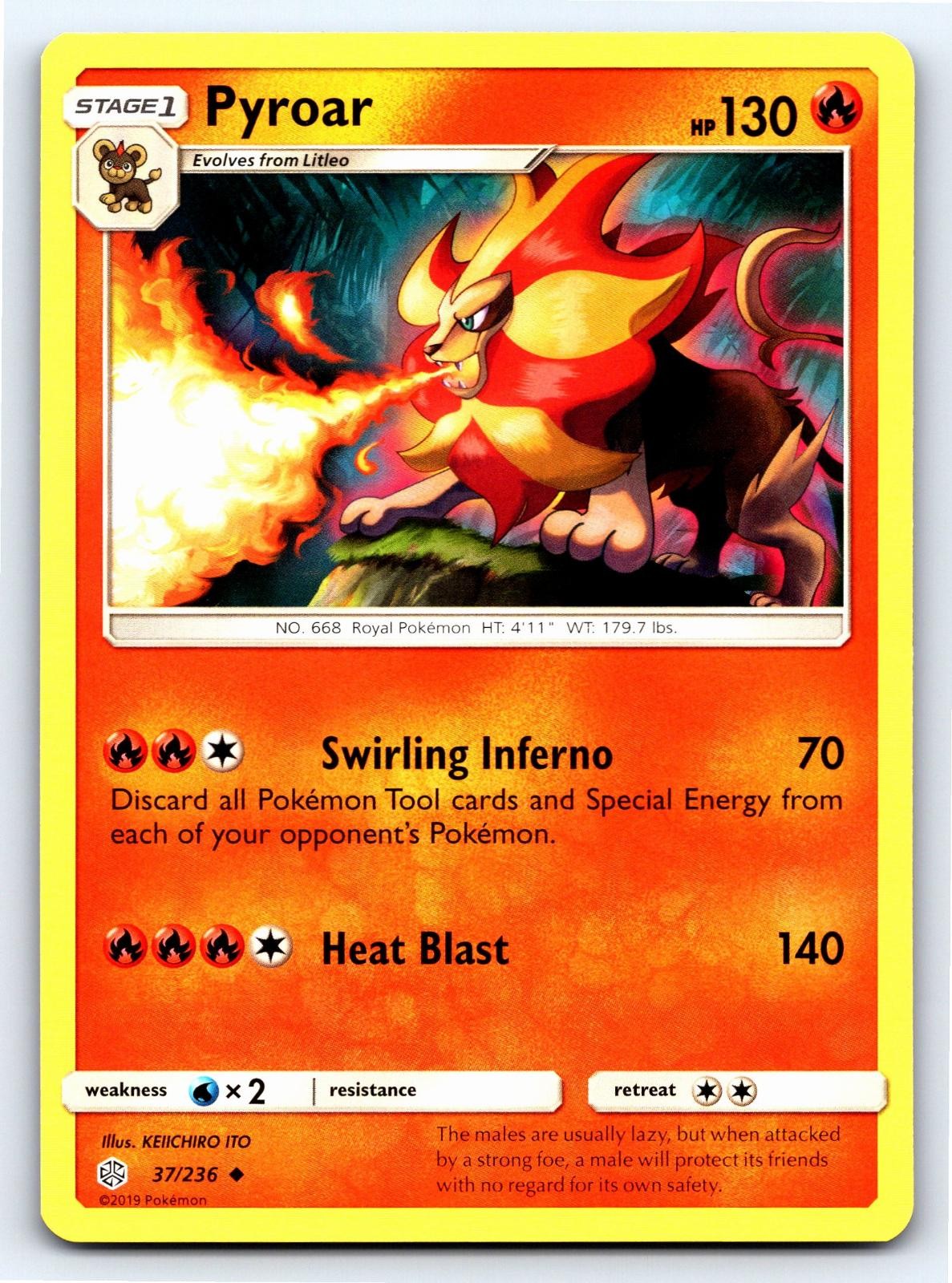 Pyroar 37/236 Uncommon Cosmic Eclipse Pokemon Near Mint