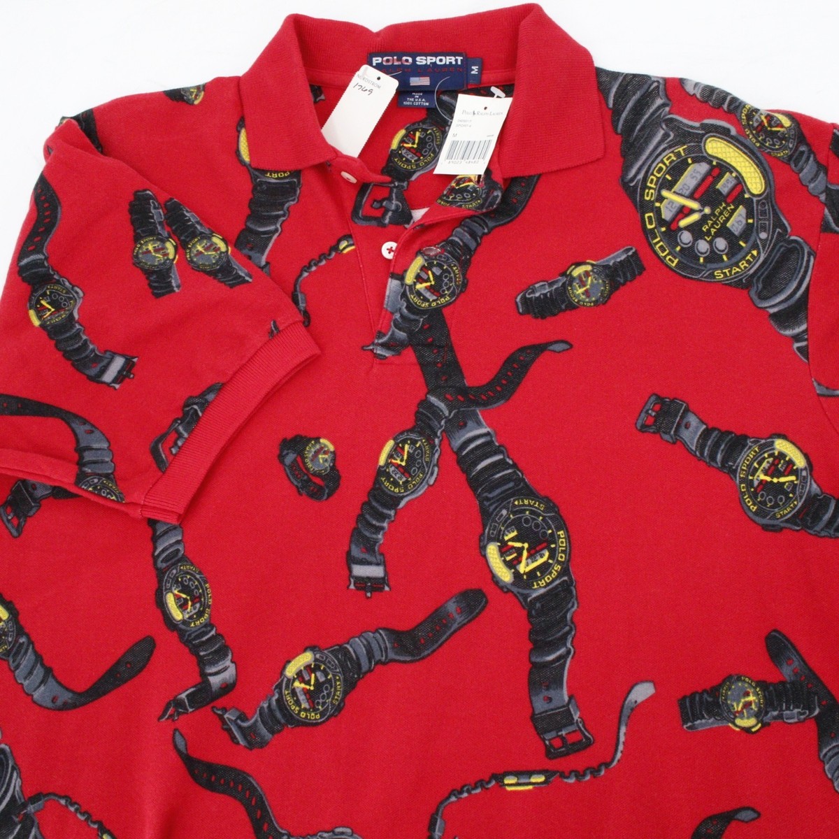 NWT Vintage Ralph Lauren Polo Sport Shirt Mens Medium All Over
