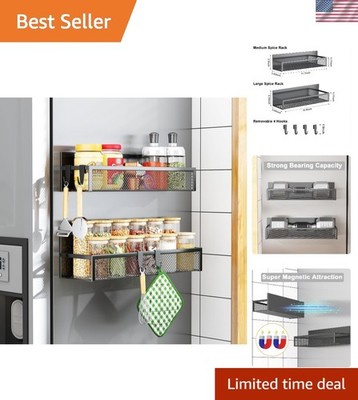 Elegant 2-Pack Magnetic Spice Organizer for Kitchen - Strong Hold & Easy Install