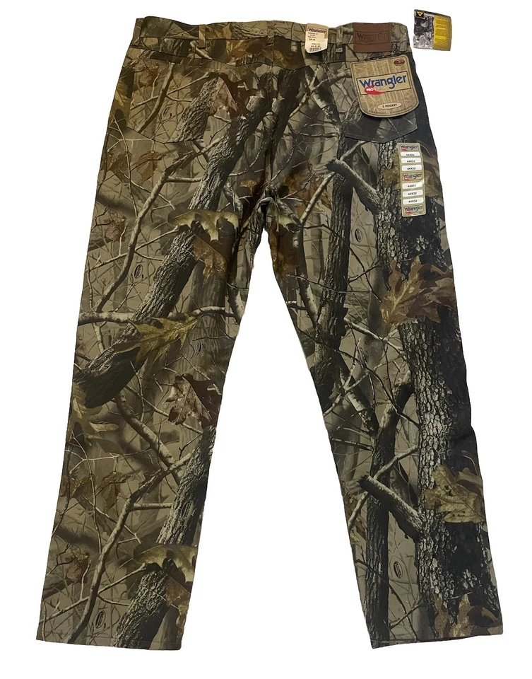 Wrangler Pro Gear Realtree Hardwood Camo Pants Mens Relaxed 44x32 Hunting New! - Image 2 of 4