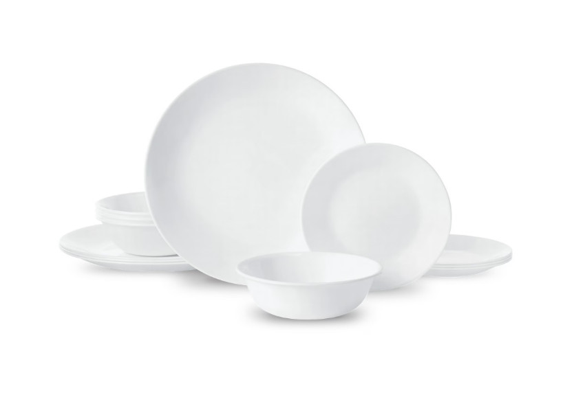 Corelle Winter Frost White 12-Piece Glass Dinnerware Set (Se