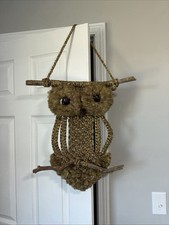 1970 Macrame Owl Wall Art Hanging Boho Mid Century