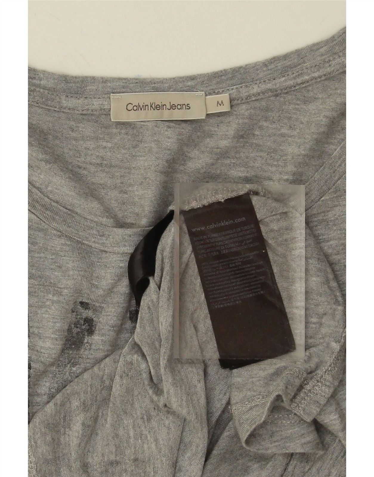 CALVIN KLEIN JEANS Womens Graphic T-Shirt Top UK 12 Medium Grey Viscose DS35 thumbnail 3
