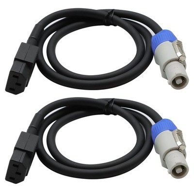 2PC 3ft 16AWG Stage Lighting Fixture PowerCon Gray to IEC-60320-C13 Power Cable