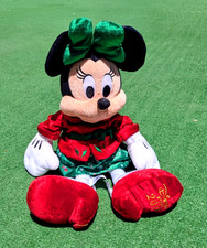 Minnie Mouse DAMAGED 15" Holiday Christmas Plush Disney Store 2019 Doll Toy GUC