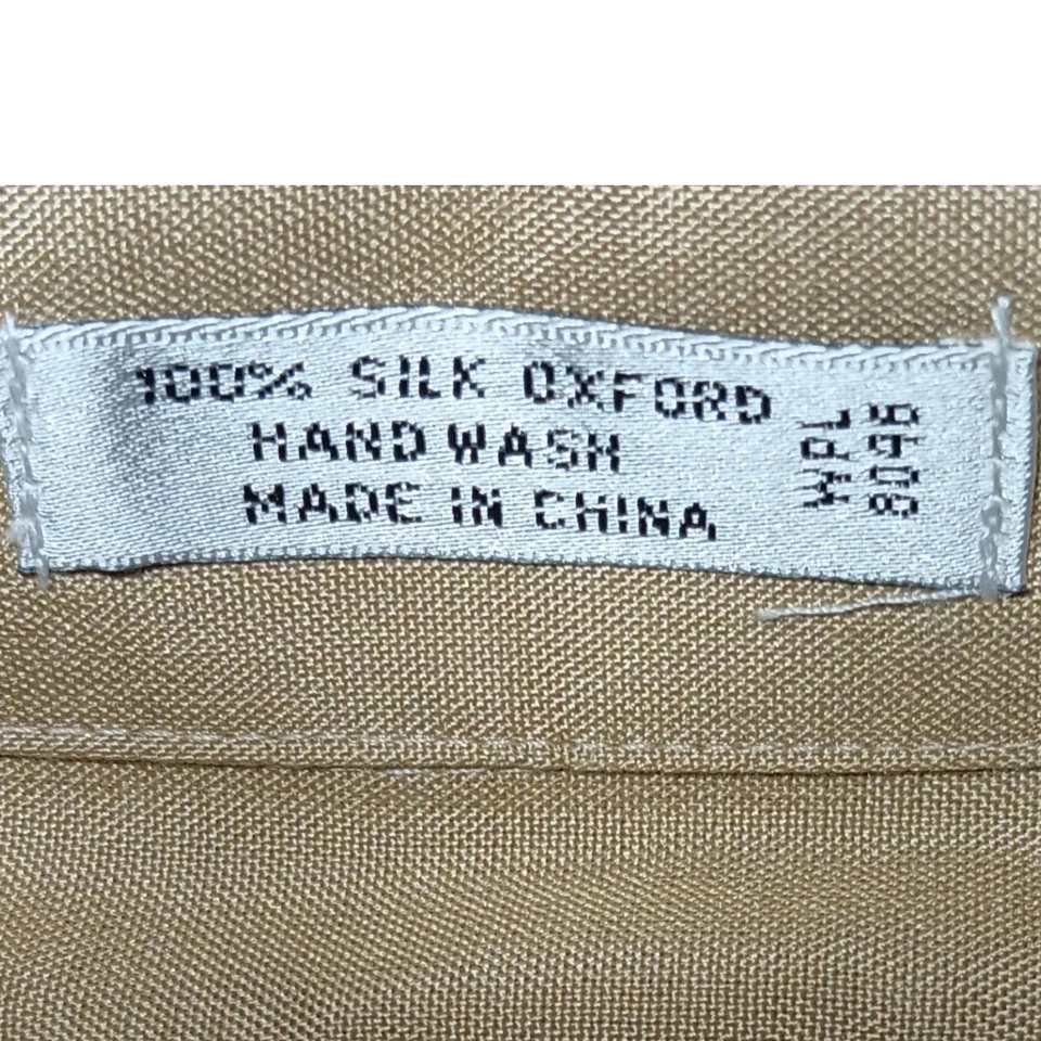 Camisa de vestir Oxford 100 % seda beige Alfani para hombre X-grande 17 32/33 precio de venta sugerido por el fabricante 39,50 USD Foto 3 de 4