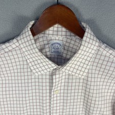 Brooks Brothers Dress Shirt 17-36 Plaid French Cuff Italian Fabric Made in USA