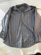 Roundtree Yorke Gold Label Shirt Mens Large Blue Plaid Non Iron Dress Shirt.Xl