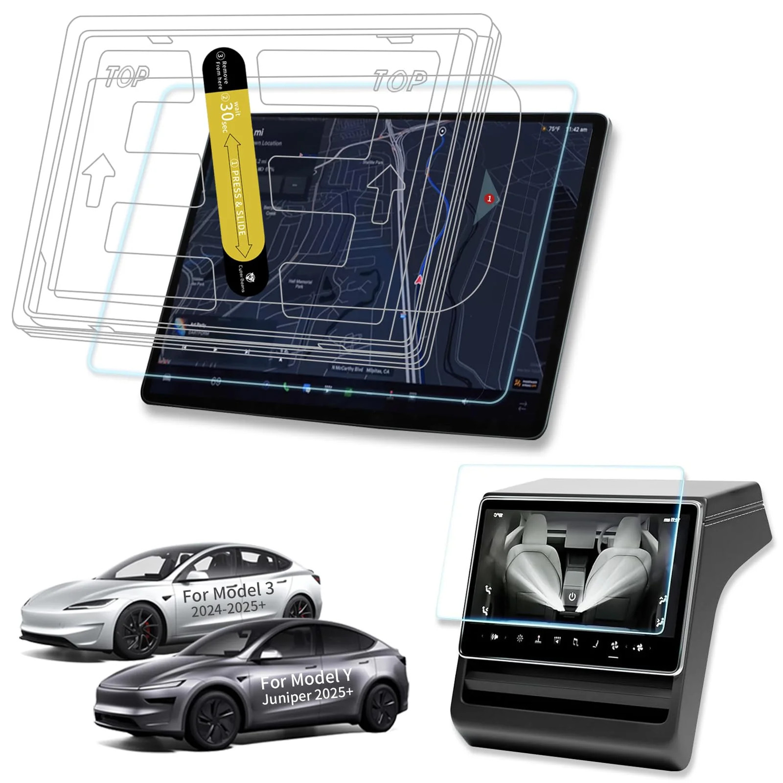 NEW CYBERBEANS Tempered Glass Protector for Tesla Model 3/Y GPS Accessories