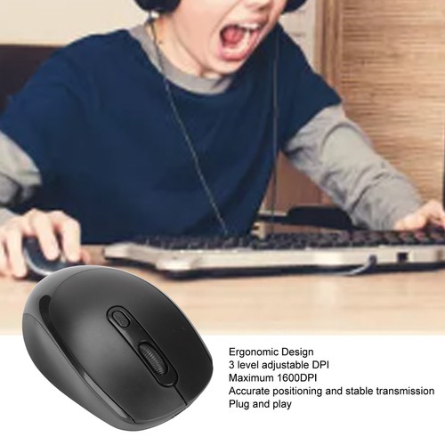 (Black) Wireless Mouse 2.4G Wireless Mechanical Mouse Ergonomic Design - Afbeelding 12 van 12