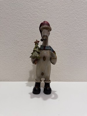 Rustic Christmas Goose Figurine Holding Tree Santa Hat Farmhouse Decor 15''