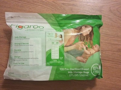New Figaroo 100 Pre-Sterilized Breast Milk Storage Bags  8 Fl Oz Breast Feeding