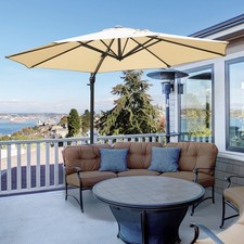 3m Offset Roma Parasol Cantilever Hanging Umbrella 360° Rotation w/ Cross Base