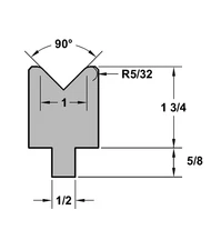 RITEWAY PRESS BRAKE DIE 90 DEGREE 1 INCH V OPENING FORMING DIE #34 24 INCH