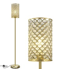 Image of Elegant Crystal Floor Lamp Modern Tall Standing Light with Foot Switch 9x9x66.5"