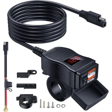 Motorcycle USB Charger, Dual USB Quick Charge 3.0 Motorcycle Phone Charger