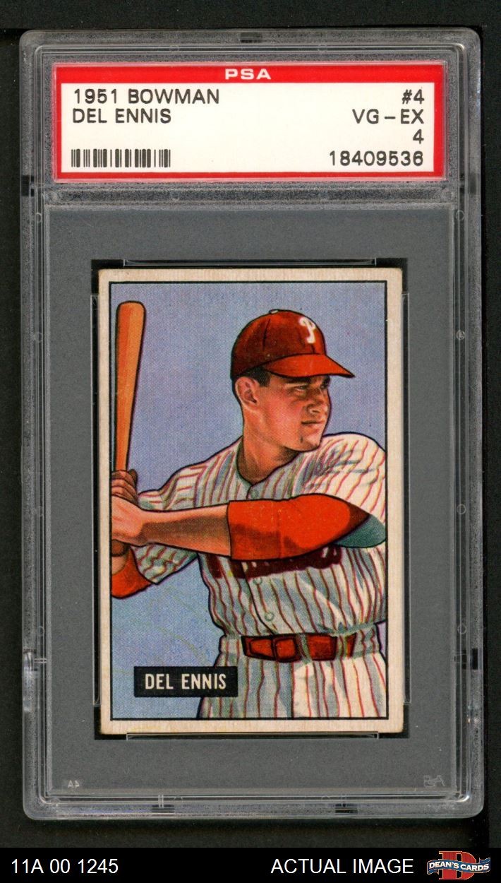 1951 Bowman #4 Del Ennis Phillies PSA 4 - VG/EX