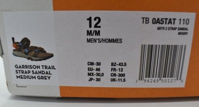 Timberland Mens Size 12 Garrison Trail Strap Brown Grey Open 