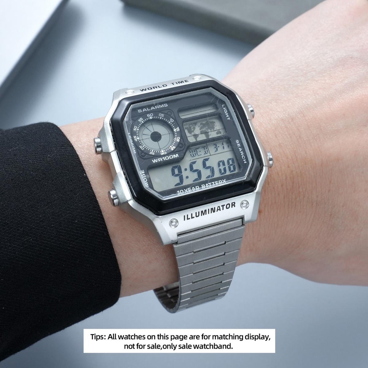 For Casio AE1200 AE1300 A-168 A158 Steel Watch Bands WS-1600H