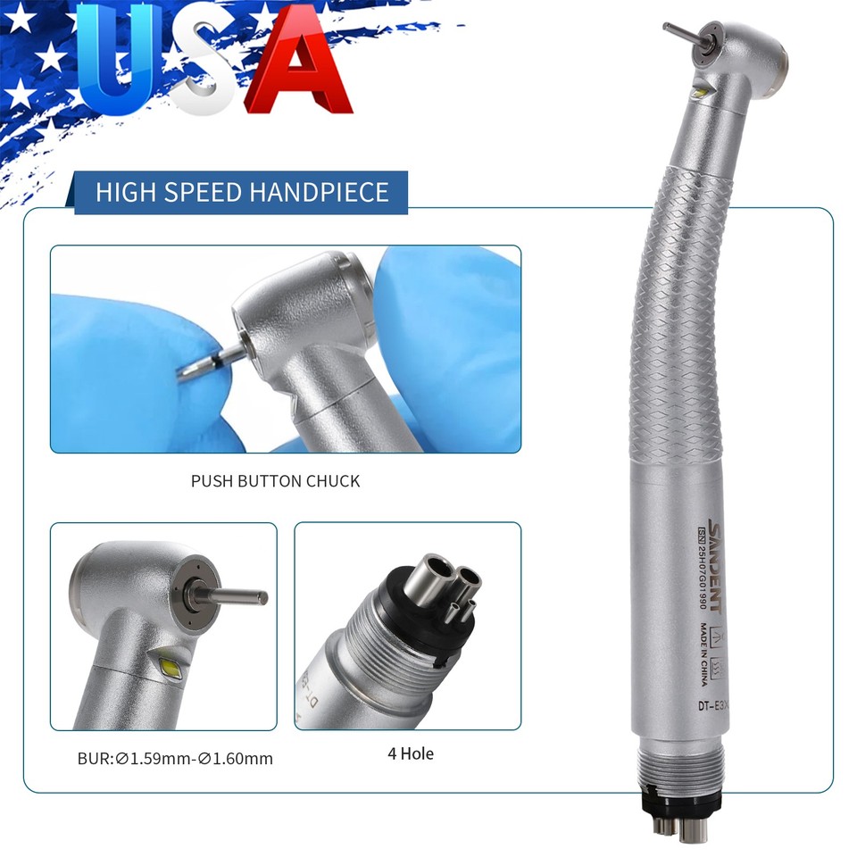 1-10*Dental E-generator LED High Speed Handpiece Standard 4 Spray 4H ...