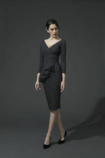 nwt Chiara Boni La Petite Robe Ariane Black Pinstripe Peplum Dress 2US/38IT