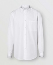 Authentic NEW Men's White BURBERRY LOGO CLARENCE Cotton Long Sleeve Shirt L / XL