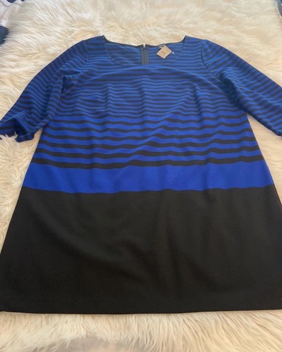 Ann Taylor Blue and Black Striped Long Sleeve Dress size XXL length36" bust 44" - Picture 9 of 13