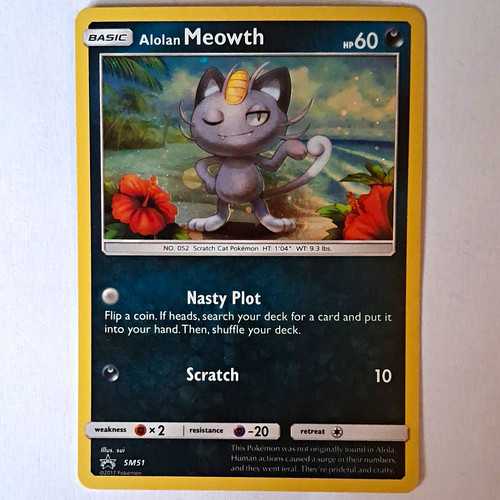 Pokémon TCG Alolan Meowth SM51 SM Holo Promo Basic 60 HP Eng 2017 sui