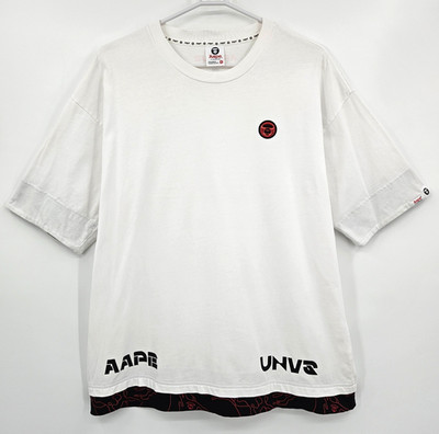 A Bathing Ape BAPE AAPE UNVS Universe Logo White T-Shirt Men's Size XL