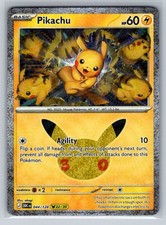 Carta Pokemon Pikachu 044/128 Holo ME 30° Celebrazione NM inglese venditore USA