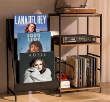 Record Player Stand With Vinyl Storage, 3-Tier Turntable Record Stand Holder,...