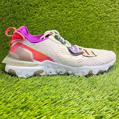 Nike React Vision Mens Size 11.5 White Pink Volt Running Walking Shoes Sneakers