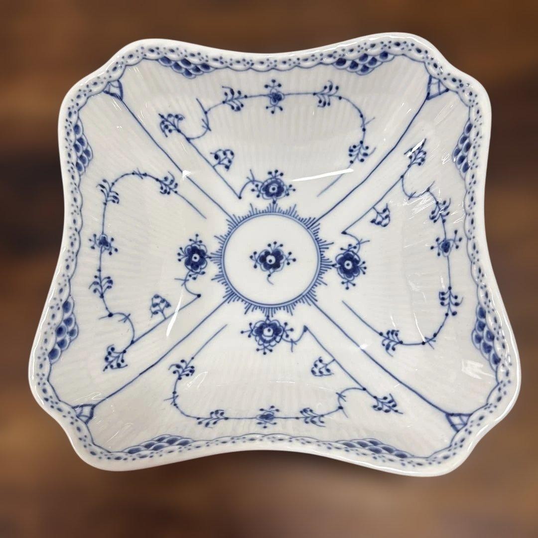 Royal Copenhagen Blue Fluted Half Lace 21cm Square Dish Denmark Used