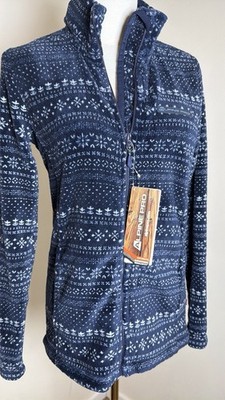 Alpine Pro Eflina Womens S Fleece Jacket NWT Nordic Fair Isle Full Zip Blue