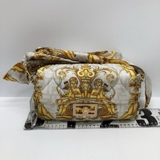 Fendi x Versace Silk White and Gold Baguette Bag
