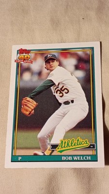 1991 Topps - Bob Welch #50 B* Before Coprgiht; Bold 40th Anniversary Logo on...
