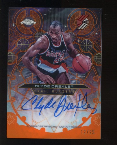 2025-26 Topps Chrome Chromographs Style Orange Clyde Drexler HOF AUTO 12/25