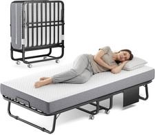 Folding Bed with Memory Foam Mattress, 75" X 31" Cot Size Portable Foldable Bed