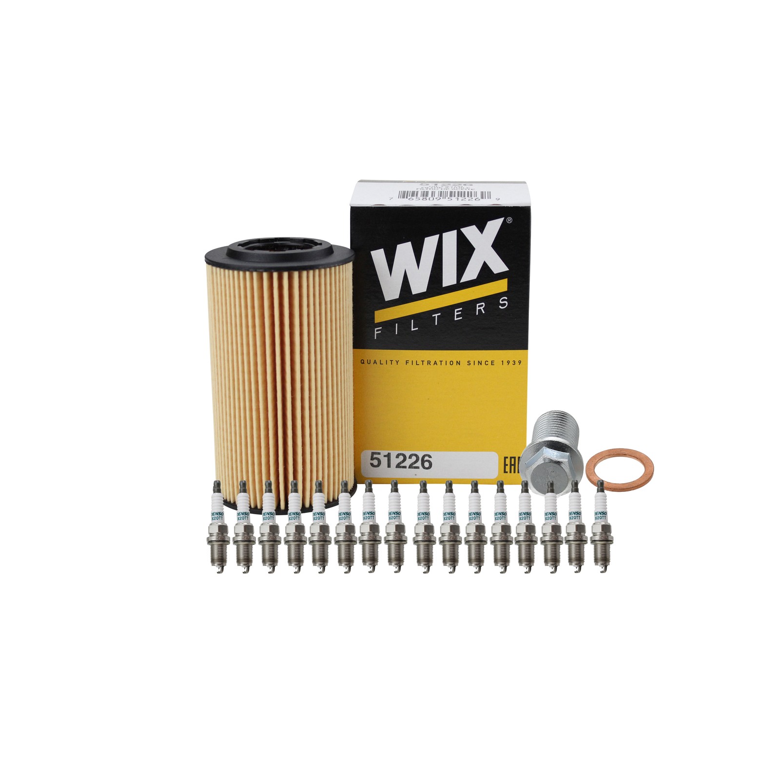 Wix Engine Oil Filter  Denso 16 Spark Plugs kit for C209 CLK55 AMG 5.5L V8 M113