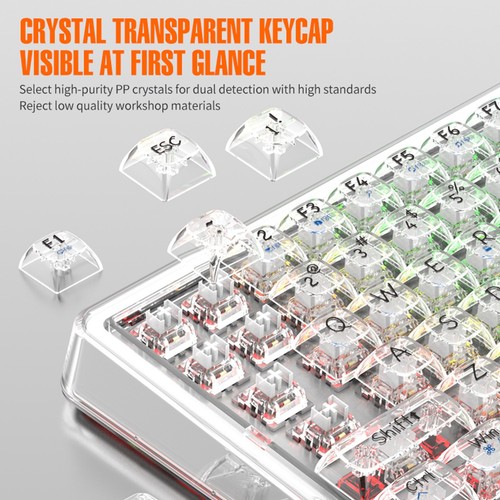 Gasket Mount Mechanical Gaming Keyboard With Transparent Keycaps Hot Swappabl CB - Bild 9 von 30