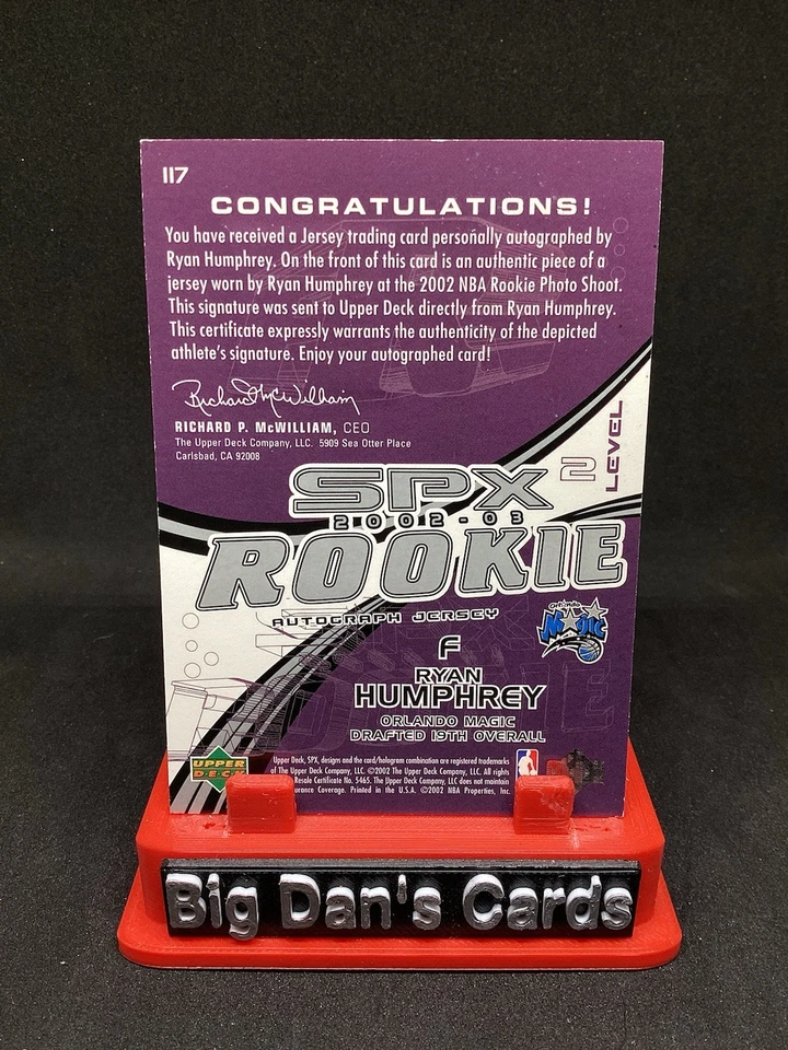 2002-03 SPx - SPx Rookie Level 2 Ryan Humphrey #117 /1999 (AU, MEM, RC) - Image 2 of 2