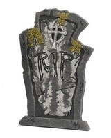 Verwitterter Halloween Grabstein Mit Moos Als Horror Dekoration