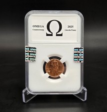 2025 Lincoln Shield D Penny Cent OMEGA Counterstamp with Slab Holder IN STOCK