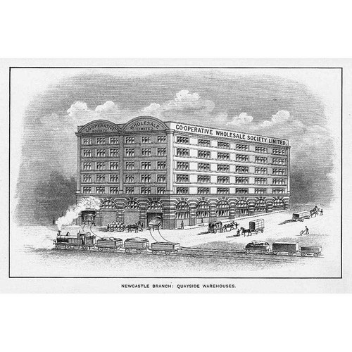 NEWCASTLE Cooperative Society; Quayside Warehouses - Antique Print 1900
