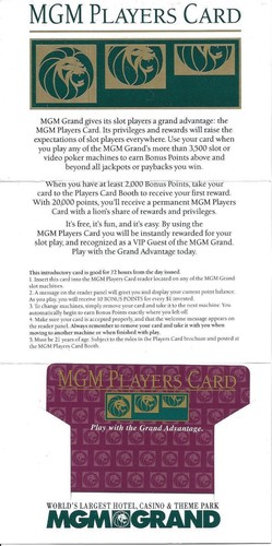 MGM Grand Casino - Las Vegas, NV - 1a Issue Slot Card with Folder ...