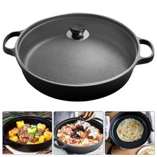 35cm Cast Iron Grill Pan Frying Skillet Fry Pot Griddle Pans Non Stick Flat-Pan