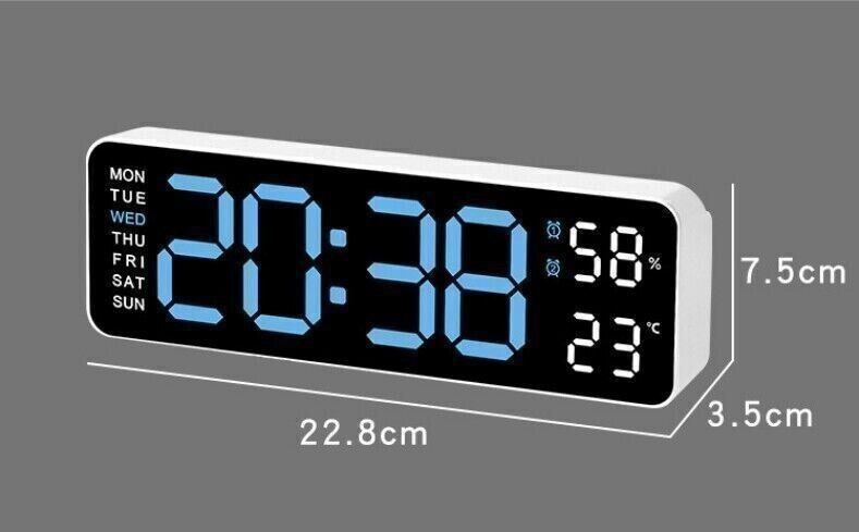 9 inch Large Display Digital LED Wall Desk Alarm Clock Calendar Temperature Date