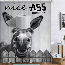 Funny Donkey Shower Curtain 60Wx72L Inch Farmhouse Cute Animal Rustic Country...