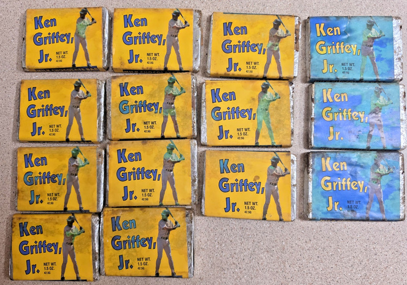 1989 Ken Griffey Jr. Milk Chocolate Bar 14 Still In Package some damage Unopened