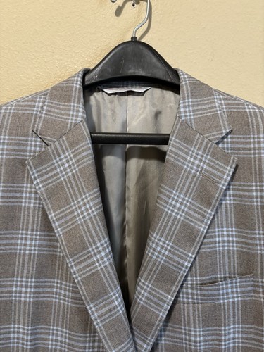 Samuelsohn Wool Silk Sz 44 Mens 2-Bttn Blazer Sport Jacket Coat Gray Blue - Picture 2 of 8